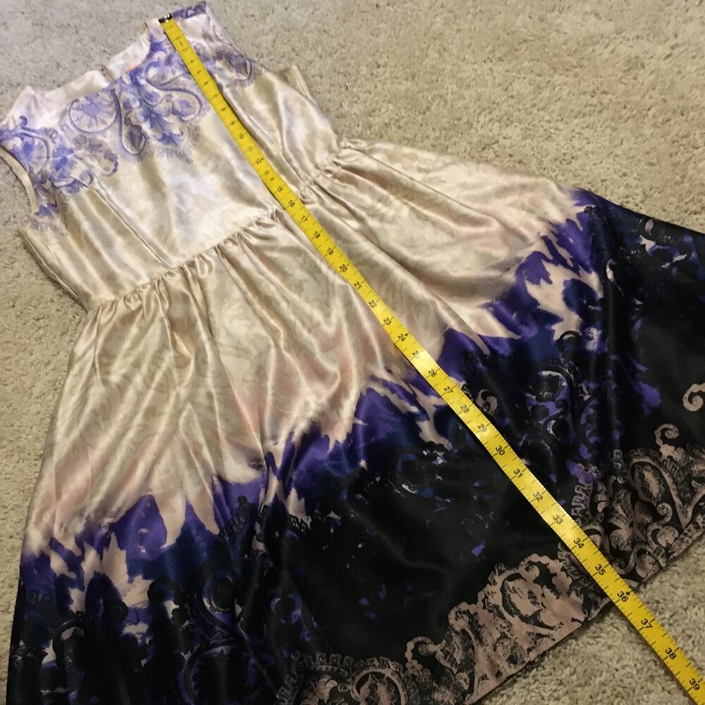 Prom Pink & Purple Satiny Damask Rococo A-Line Dress - Size 0 - Picture 16 of 16